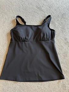Lands' End Damen-Tankini einfarbig schwarz Empire-Bügel Größe 10 DDD - Bild 1 von 11