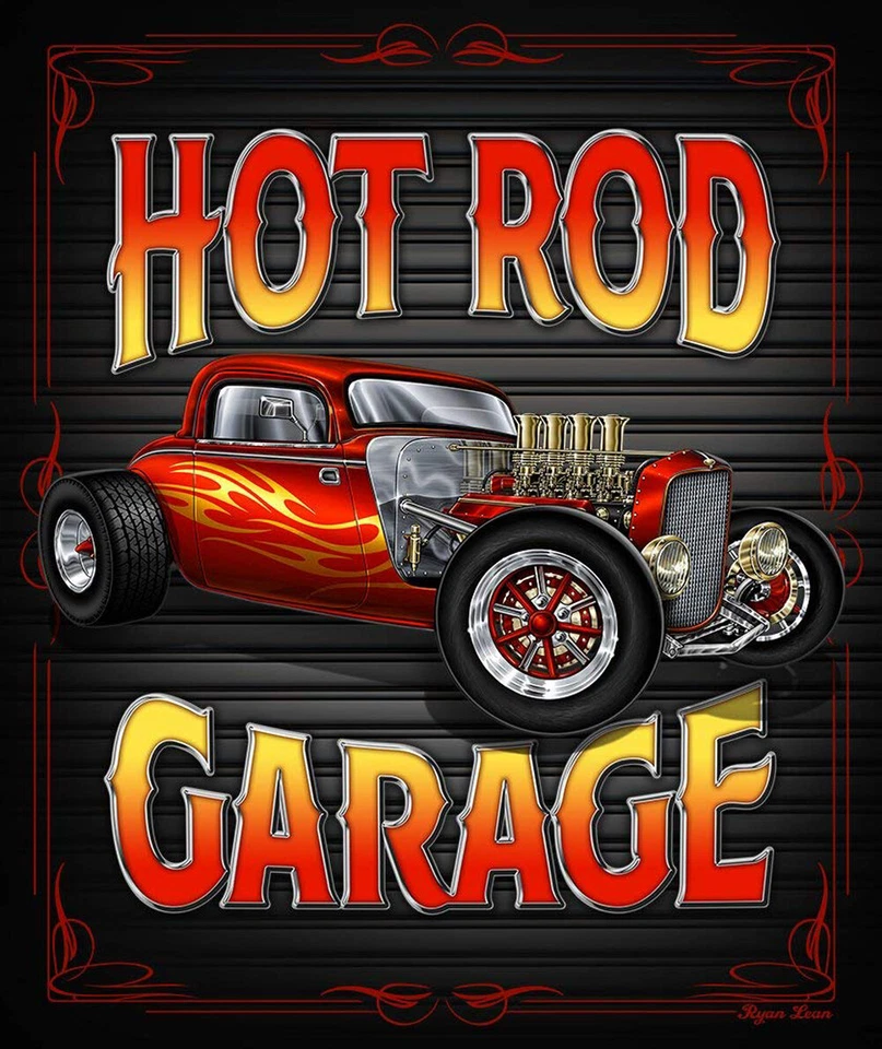 HOT ROD GARAGE Man Cave Collection Luxury Full / Queen Medium Weight Bed Blanket - Image 1 of 1