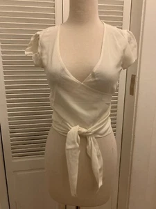 Flynn Skye That's a Wrap Crop Wrap Top Donna Bianco Rayon Taglia XS, M - Foto 1 di 6