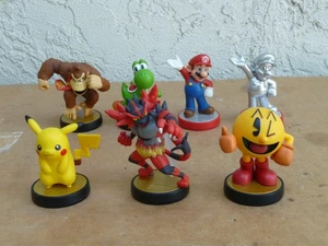 Nintendo Amiibo Incineroar Super Smash Bros Pikachu Mario Yoshi 7 Games Figures - Picture 1 of 14