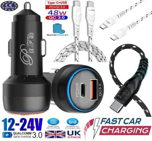 Chargeur De Voiture Rapide 3.0 48W Double USB Type C Pour Samsung A56 A26 A36 - Photo 1 sur 16