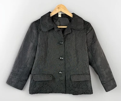 Chaqueta para mujer Old Navy talla mediana negra floral jacquard Blazer Jackie O Foto 1 de 4