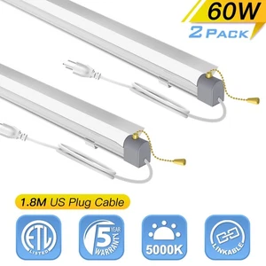 2 Pack 60Watt Linkable LED Shop Light for Factory Office High Bay Lights Fixture - Picture 1 of 10