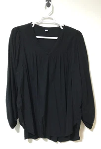 Old Navy Popover Tunic Size XXL Tall Swiss Dot Split Neck Pintuck Black - Picture 1 of 14