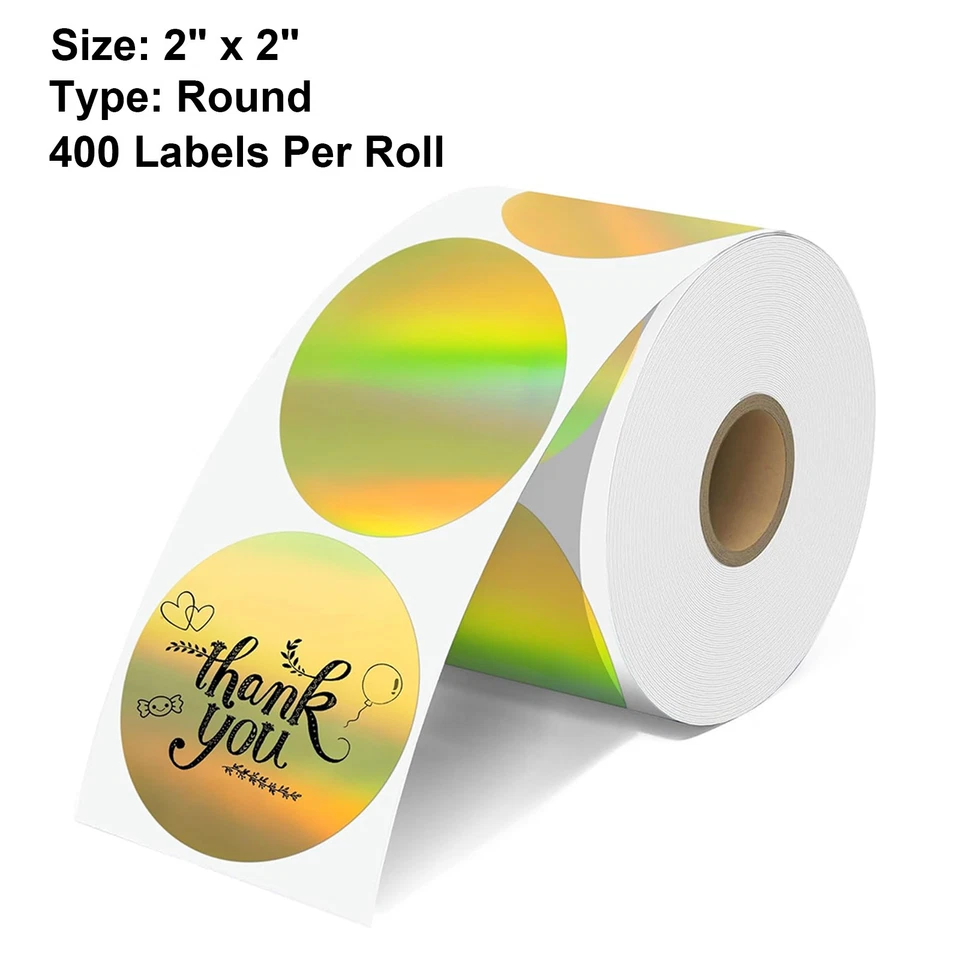 2'' x 2" Holographic Thermal Labels Gold Silver Purple Self Adhesive Stickers US - Image 1 of 4