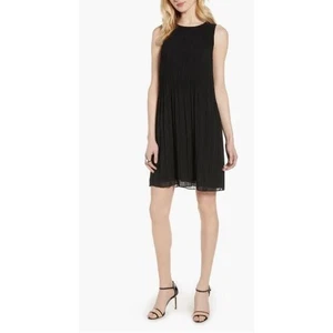 Halogen Women's Pleated Sleeveless Shift Dress in Black Small MSRP $89 - Picture 1 of 6