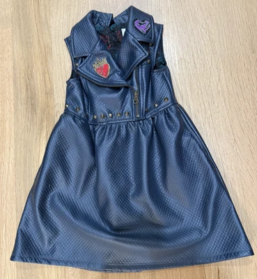 Disney Evie Descendants Faux Leather Girls Dress Costume Blue Studded Sz 4 EUC - Image 1 of 4