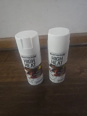 2x Rust-Oleum Specialty Flat White High Heat Spray Paint 12 oz Ceramic Coating