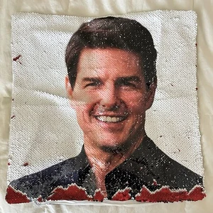 Tom Cruise Sham Cover Funny Sequin Pillow Case Reversible 15" Funny Fan Gift - Picture 1 of 2