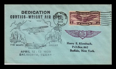 SELLOS DR JIM PORTADA DE ESTADOS UNIDOS DEDICACIÓN AEROPUERTO CURTISS WRIGHT CORREO AÉREO DALWORTH TEXAS Foto 1 de 2