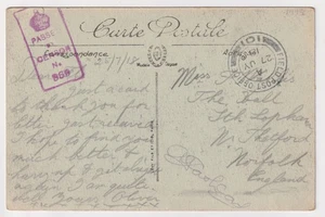 WW1 South Lopham Thetford Soldiers 1918 Postcard France Western Front Censor - Picture 1 of 4