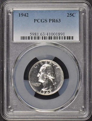 25C Washington Quarter 1942 graduación profesional PR63 Foto 1 de 4
