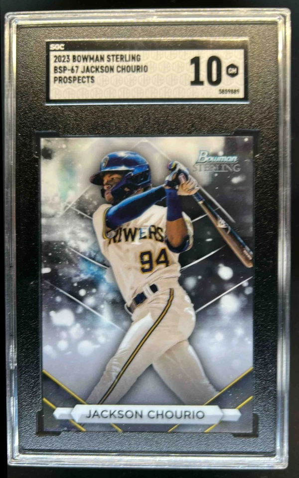 2023 Bowman Sterling Jackson Chourio #BSP-67 Brewers SGC 10 - Image 1 of 2