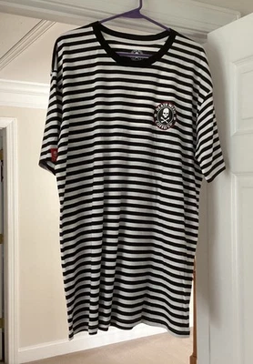 Death Wish Coffee Co.  T-Shirt, Size XL , Striped B/W with Skull Logo, Tee, New - Image 1 of 4