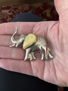 Spilla in argento sterling 925 bicolore vintage design elefante Messico - Foto 1 di 2
