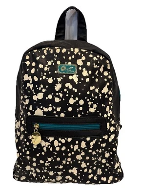 Luv Betsey By Betsey Johnson Black White Print Mini Backpack Purse Bag Goldtone - Image 1 of 4