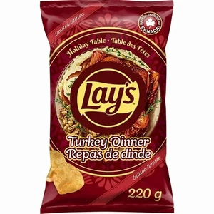 Lays Turkey Dinner Potato Chips 220g Holiday Table LIMITED EDITION RARE SEASONAL - Foto 1 di 4