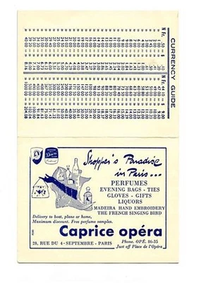 Caprice Opera City Map & Monuments de Paris France Map 1957  - Image 1 of 3