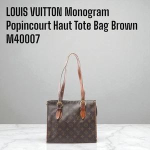 LOUIS VUITTON Monogram Popincourt Haut Tote Bag Brown Leather PVC M40007 F/J JP - Picture 1 of 13