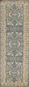 Teal Wool Handmade Oushak Indian Runner Rug 2' 6" x 9' 11" Oriental Hallway Rug - Picture 1 of 17