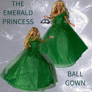 Vestido de Baile Princesa Esmeralda - Vestido Verde Brillante Hecho a Mano Único para Muñecas - Imagen 1 de 18