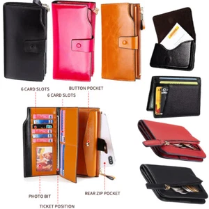Men Wallet Genuine Leather RFID Bifold Large Capacity Credit Card Holder Purse - Picture 1 of 44