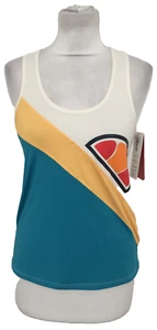 Ellesse Women's Vest Size 6 White Mix Colourblock Activewear Logo Used F1 - Picture 1 of 11