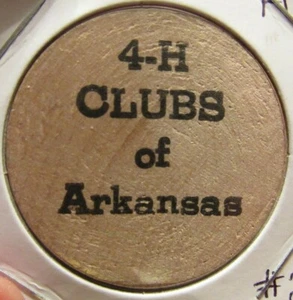 Vintage 4-H Clubs of Arkansas Wooden Nickel - Token AR Ark. #2 - Picture 1 of 2