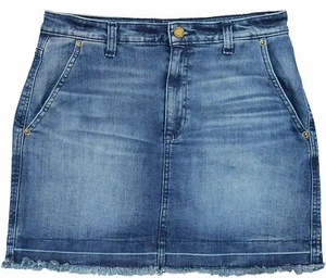 Michael Kors Cotton Denim Raw Edge Hem Mini Skirt Vintage Wash Size 2 NWT - Picture 1 of 1