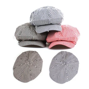 Unisex Mens Stripes Baker boy Beret Flat Cap Newsboy Cabbie Gatsby Driver Hats - Picture 1 of 8