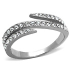 Tk1338 - High Polished (no Plating) Stainless Steel Ring With Top Grade Crystal 