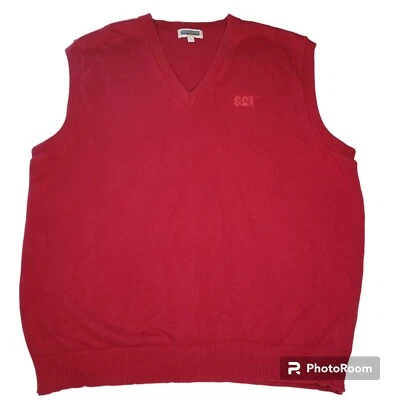 CAT Equipment Andrew Rohan Edwards Red Knit Sweater Vest 2X Caterpillar - Image 1 of 4