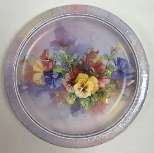 Paintbox Pansies Pansy Floral Garden Bridal Wedding Party 7" Dessert Plates - Picture 1 of 1