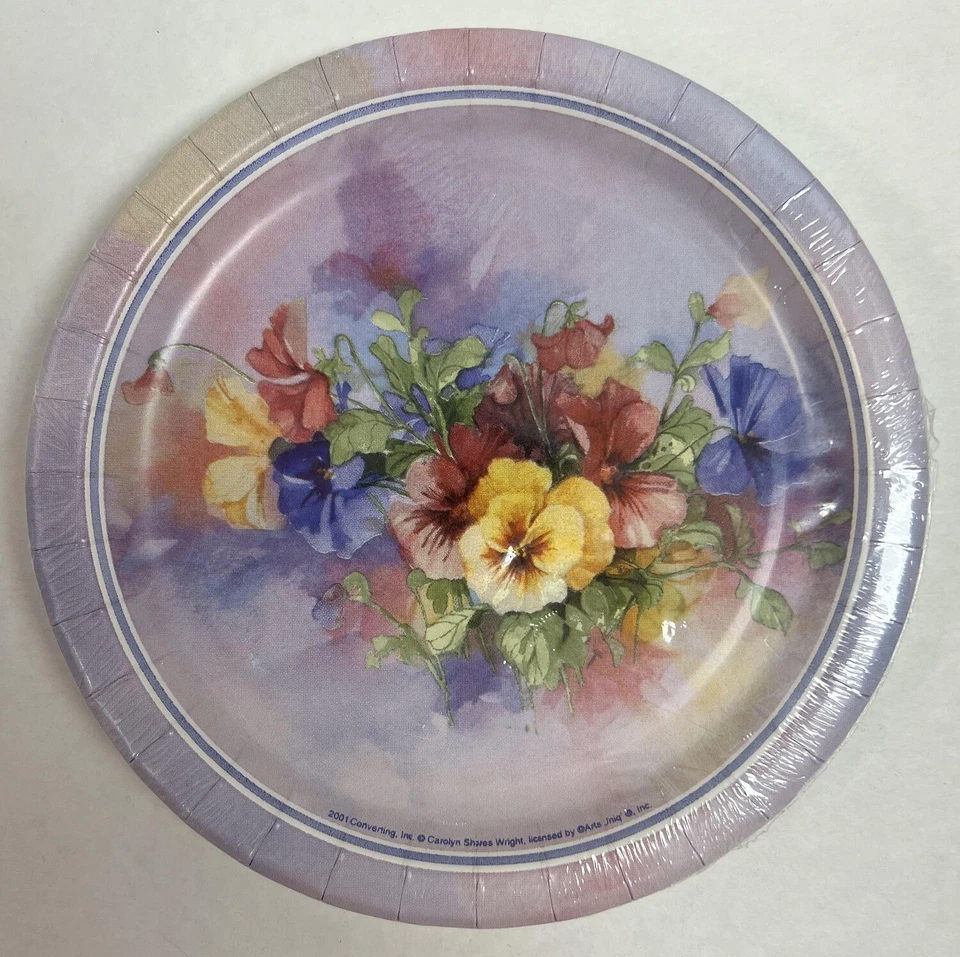 Paintbox Pansies Pansy Floral Garden Bridal Wedding Party 7" Dessert Plates - Image 1 of 1