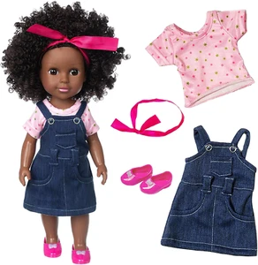 14.5" African Baby Girl Doll with Clothes Set - Washable Realistic Silicone Toy - Picture 1 of 12