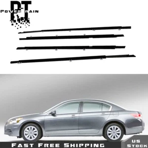 For Accord 2008-2012 Window Molding WeatherStrip 4PC Sweep Seal Belt Chrome - Picture 1 of 14