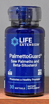 Life Extension PalmettoGuard Saw Palmetto y Beta-Sitosterol 30 cápsulas blandas próstata Foto 1 de 3