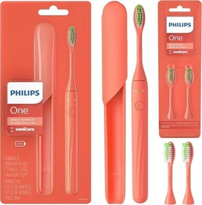 Philips One Electric Toothbrush & Brush Head by Sonicare Miami Orange Coral - Picture 1 of 4