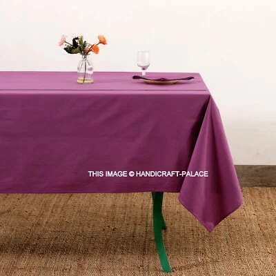 Purple 300TC Cotton Solid Color Tablecloth Dust Cover Dining Table Cloth Napkins - Image 1 of 4