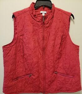 Croft & Barrow Womens 3X Soft Quilted Vest Full Zip w/ Zippered Pockets Pink