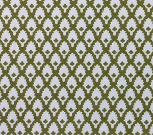 LACEFIELD DESIGNS CALAIS OLIVE GREEN WHITE GEOMETRIC PALM FABRIC BY THE YARD - Picture 1 of 5