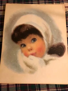 NORTHERN TISSUE DARK HAIRED GIRL 11" X 14" ORIGINAL PRINT Vintage 1960'S - Picture 1 of 2