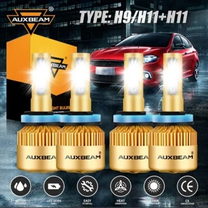 AUXBEAM LED Headlight Bulbs H9 High Beam H11 Low Beam For Chevy Malibu 2004-2012 - Picture 1 of 12