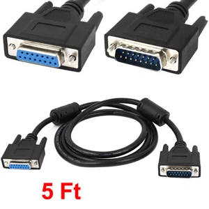 5Ft DB15 15 Pin Außen zu innen Anschluss Verlängerungskabel schwarze Farbe - Bild 1 von 6