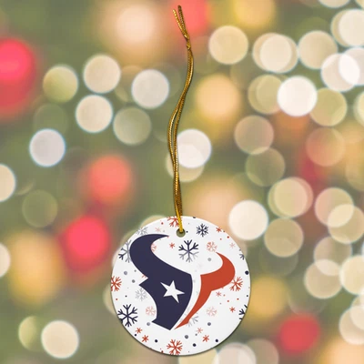 Houston Texans NFL Christmas Tree Holiday Flat Ornament Set of 4 Ceramic 2 Side - Image 1 of 4