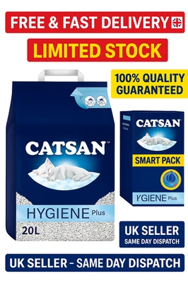 BRANDED 20L Catsan Hygiene klumpfreies Katzenstreu 20 Liter Geruchskontrolle Katzenstreu