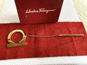 Authentic Salvatore Ferragamo GANCINI Gold Plated Scarf Ring Very Good - Picture 1 of 24