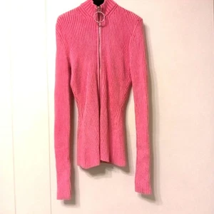 Emilio Pucci Ribbed Long Sleeve Sweater Pink Rayon Nylon Zipper Closure Women's - Picture 1 of 24