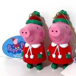 Lote 2 Kurt Adler Peppa Pig Plástico Rosa Niños Navidad Adornos Patinaje - Imagen 1 de 5