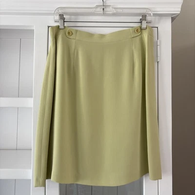 Tahari Women's Skirt 100% Silk 10 Fully Lined Zip Lite Green - Image 1 of 4